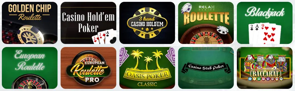 Jeux de table au MRXBet Casino